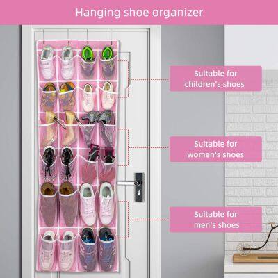 Over The Door Shoe Organizer, Hanging Shoe Organizer With 24 Mesh Large Pockets Door Shoe Rack Organizer for Men Women Kids Hanging Shoe Storage Bag photo-5