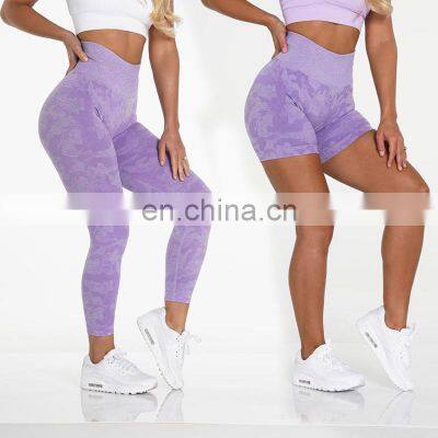 Custom Logo High Quality Camo Printing Seamless Yoga leggings Yoga Shorts Women Butt Lift Legging Pants Gym Sports Wear Shorts