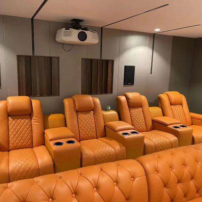 High-end Villa Home Theater Sofa Movie Hall Luxury Function Leather Combination Electric Sofa Audio-visual Room Sofa photo-3