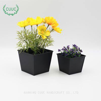 CUUC Galvanized Flower Pot Bucket Square Succulent Planter Small Plant Pots for Indoor Plants photo-3