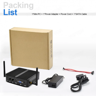 Cheap Fanless Mini PC Router Cele-ron J4125 Quad Core N-2840 Industrial Computer Dual Gigabit LAN Dual RS-232 Firewall photo-5