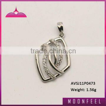 rhombic 925 sterling silver hollow pendant