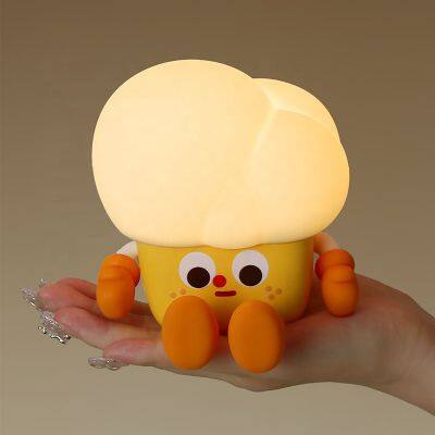 EGOGO Creative Food Shape LED Night Light Rechargeable ABS Silicon Touch Control Baby Small Popcorn Popcorn Silicon Night Light photo-3