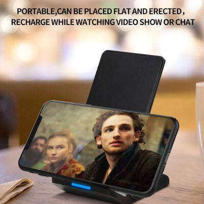 15W Portable Dual Coil Desktop Wireless Charger Outdoor Travel Safe Charging Portable Foldable Mobile Phone Charging Stand
