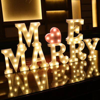 Décoration personnalisée en LED pour la chambre, lettres capitales décoratives en lumière blanche chaude pour les mariages, lumières de lettres LED, lettres d'affiche pour les fêtes