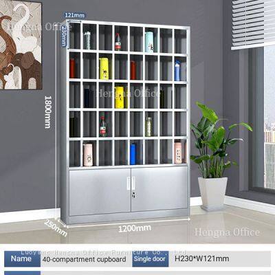 Multi-Compartment Stainless Steel Pigeonhole Cabinet-Student Thermos Flask Storage Unit photo-3