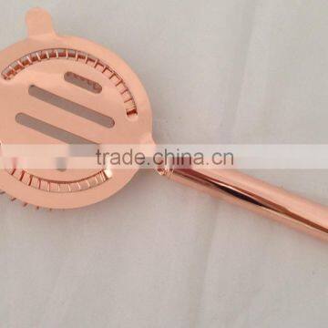 Stainless Steel Cocktail Strainer With Hollow Handle With Copper Plated Color photo-2