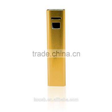 Golden color pocket size 2600mAh power bank from Shenzhen