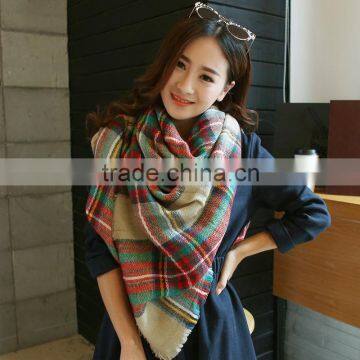 Wholesale Square Cashmere Plaid Blanket Scarf