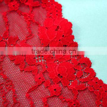 Red Lace Trim Elastic Polyester Fabric for Lady Panties and Bra photo-2