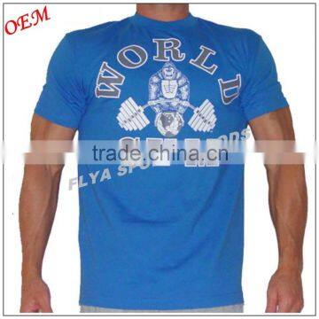 Wholesale cheap 100% cotton 180GSM custom fitness sport plain mens gym t shirt