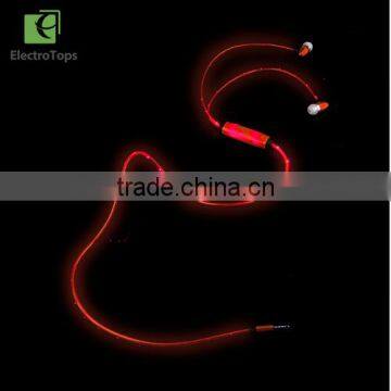 LED Flashing Light Glowing headphones Sport Stereo In-ear earphone Earbud Earphone with Microphone for Android IOS Mobile phone