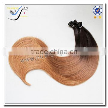 Wholesale silky straight ombre 100% virgin human hair i tip hair extension