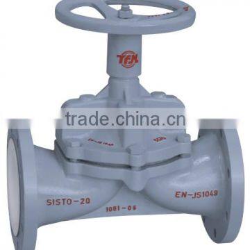 PFA Lined Diaphragm Valve Weir Type