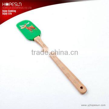 Milu deer pattern christmas silicone spatula with long wooden handle