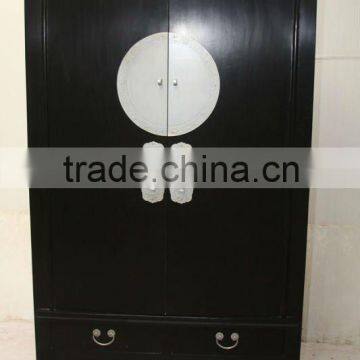 chinese antique black two door two drawer cabinet