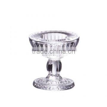 Clear Pressed Glass votive holder with stem