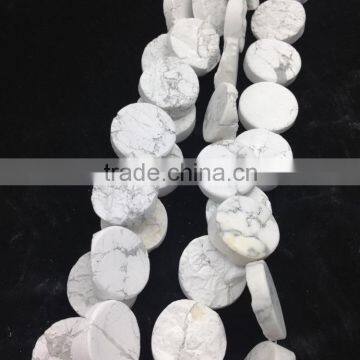 Wholesale Price Natural Stone Rough White Howlite ,White Turquoise Coin Beads