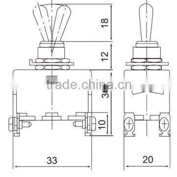 CNTD 12mm Mounting Hole Doubal Pole Single Throw ON-OFF Toggle Switch C521B photo-2