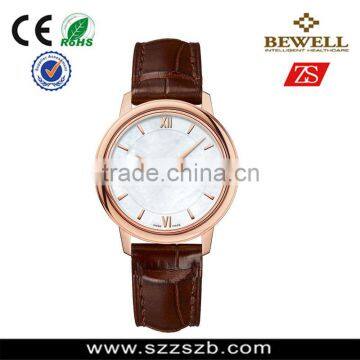 2015 Rose gold business watch stainless steel case genuine leather band business watch men watches