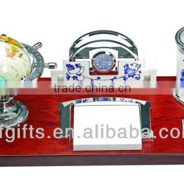 Wood Globe & Name Card & Pen Holder Office Stationary Desktop Set Gift-19