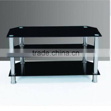 tempered black glass TV stand