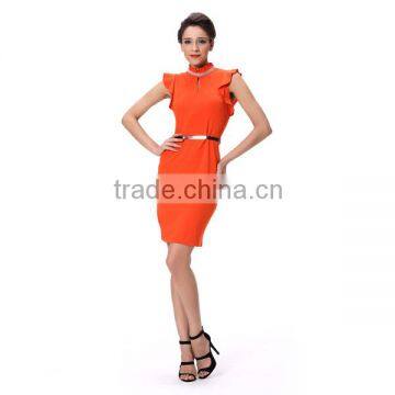 Factory Ruffle-Trim Sleeve Bandage Party Dress