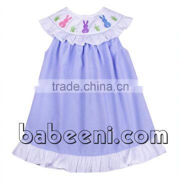 Cute bunny applique bishop girl dress