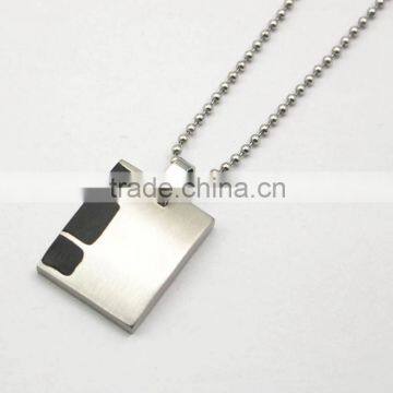 2016 New Product Custom Engraved Square Pendant Necklace