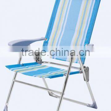 Lightweight aluminum folding beach chair with pillow