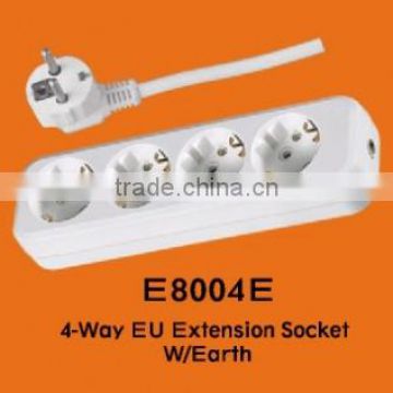 4-way/2 pin Extension Socket/EU Standard/Ground