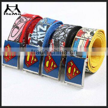 super men buckle colored fabric belt for kids