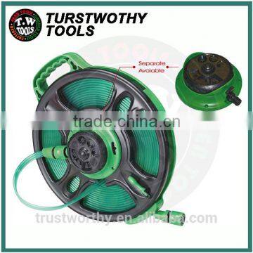 50Ft Flat Hose With Two End Plastic Quick Hose Connector 8 Pattern Sprinkler Hose Reel