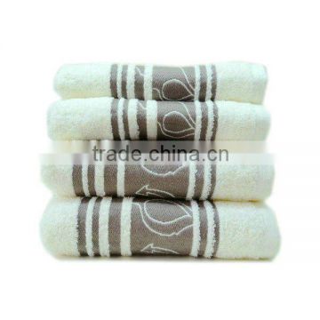 high quality yarn dyed cotton jacquard beige towel