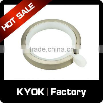 KYOK Polished Chrome 22mm 28mm Lined Metal,High Quality Curtain Pole Rings Easy Glide Plastic Inner