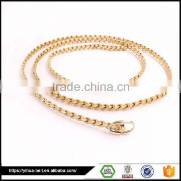 Promotional Dressing thin gold color braided belt with good price