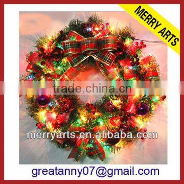 Custom New Style Wholesale Artificial Christmas Decoration Wreaths Cheap Fiber Optic Christmas Wreath Decor