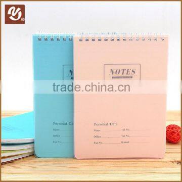 2016 new design customized sprial notebook with plastic cover