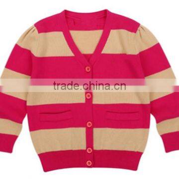 2015 WHOLESALE GIRLS STRIPED COTTON CARDIGAN