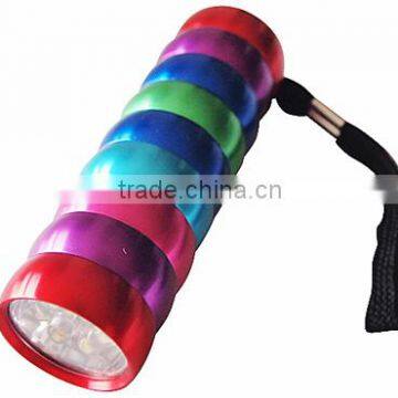 TE029 Promotion gift for colorful rainbow aluminum 9LED flashlight