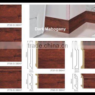 Interior Decor Dark Mahogany Color Wooden Like Ps Plastic Skirting Baseboard