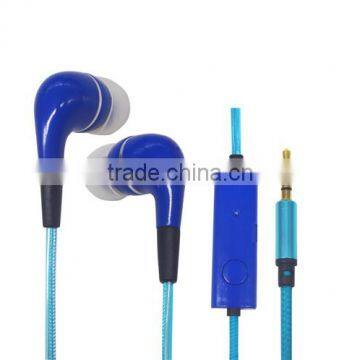 Blue color EL glowing platic earphone with partly EL glowing cable for mobile phone