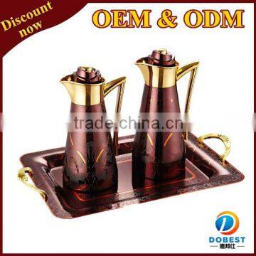 0.7 L / 1 L wholesale high grade double wall glass liner thermos flask/vacuum flask prices/tea pot set arabic TP008
