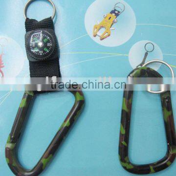 Camouflage mountaineering carabiner with strap