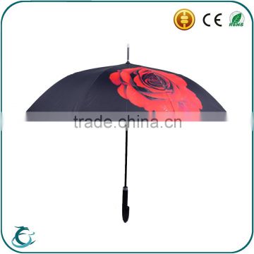 Hot sale fashion ladies custom rose straight gift umbrella