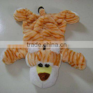 cheap promotional printed light brown tiger soft plush animal shaped hot water bottle cover for 2000ml