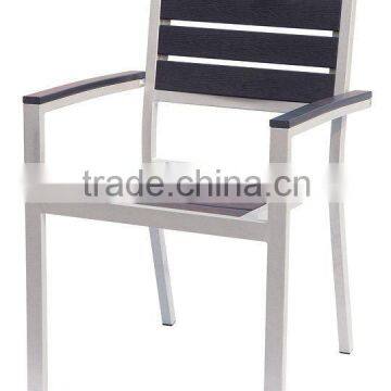 Stacking alu plastic wood arm chair