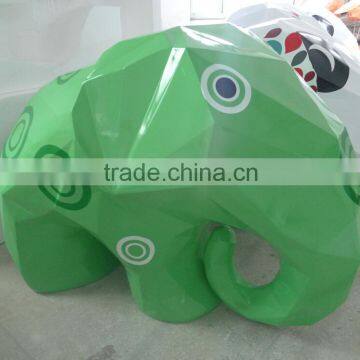 Fiberglass Cartoon Sculpture Green Baby Elephants