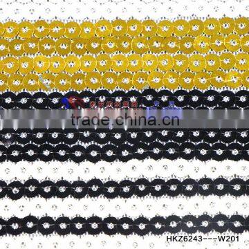 European Fashionable 3 Mixed Color 3mm Sequin Embroidery Wall Fabric Decoration/ Stripe Sequine Gold shinny Table clothes Cover