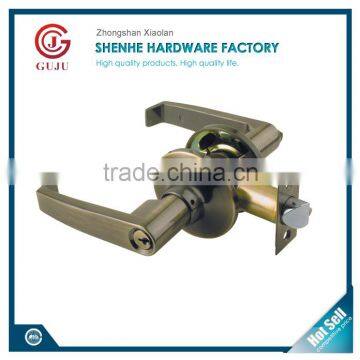 American style security Satin Brass finish zinc handles door lever lock for both right and left side